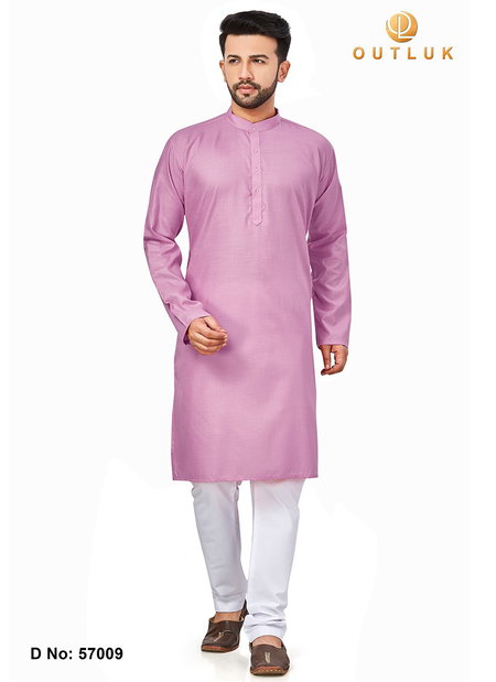 Lavender Colour Outluk 57 Cotton Party Wear Kurta With Pajama Mens Collection 57009